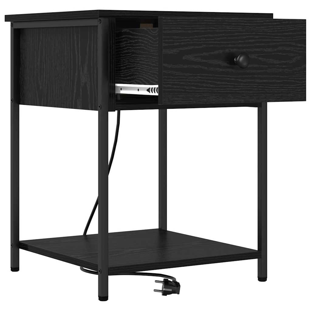 Bedside Cabinet 2 pcs Black oak 42 x 41 x 56 cm Engineered wood